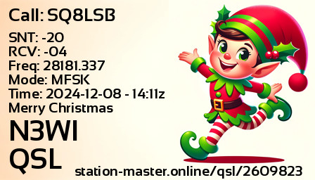 QSL Card for N3WI QSO with SQ8LSB