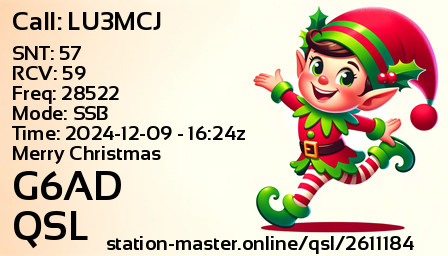 QSL Card for G6AD QSO with LU3MCJ