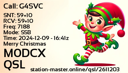QSL Card for M0DCX QSO with G4SVC
