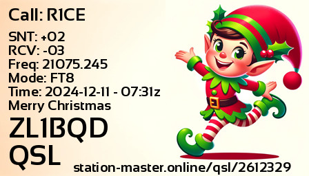 QSL Card for ZL1BQD QSO with R1CE