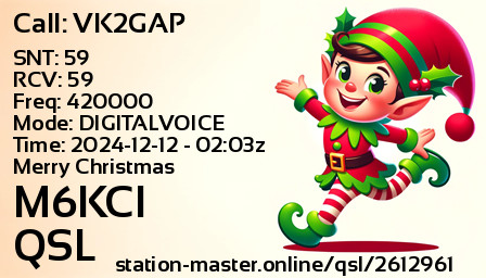 QSL Card for M6KCI QSO with VK2GAP