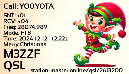 QSL Card for M3ZZF QSO with YO0YOTA