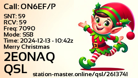 QSL Card for 2E0NAQ QSO with ON6EF/P