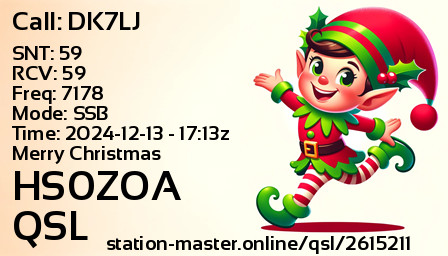 QSL Card for HS0ZOA QSO with DK7LJ