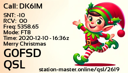 QSL Card for G0FSD QSO with DK6IM