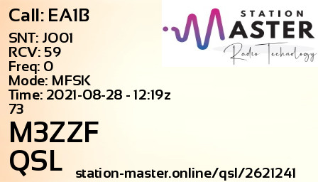 QSL Card for M3ZZF QSO with EA1B