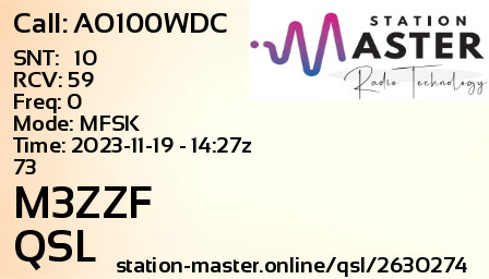 QSL Card for M3ZZF QSO with AO100WDC