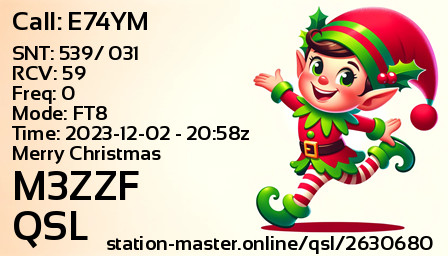 QSL Card for M3ZZF QSO with E74YM