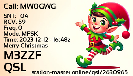 QSL Card for M3ZZF QSO with MW0GWG