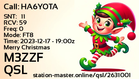QSL Card for M3ZZF QSO with HA6YOTA