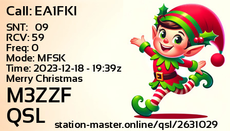 QSL Card for M3ZZF QSO with EA1FKI