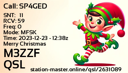 QSL Card for M3ZZF QSO with SP4GED