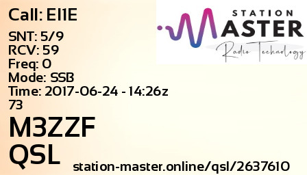 QSL Card for M3ZZF QSO with EI1E