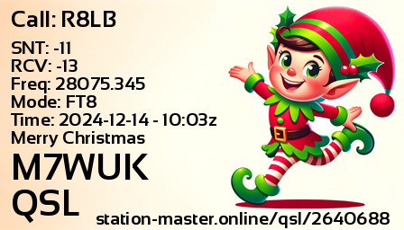 QSL Card for M7WUK QSO with R8LB