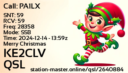 QSL Card for KE2CLV QSO with PA1LX