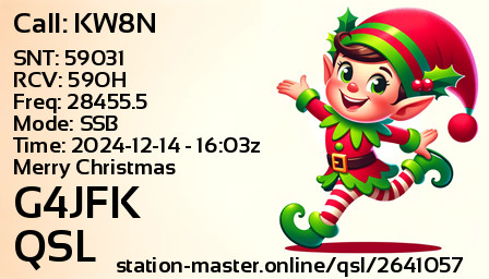 QSL Card for G4JFK QSO with KW8N