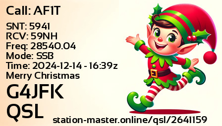 QSL Card for G4JFK QSO with AF1T
