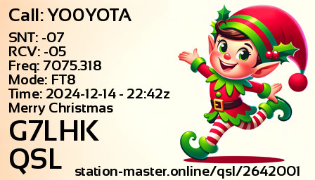 QSL Card for G7LHK QSO with YO0YOTA
