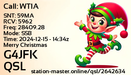 QSL Card for G4JFK QSO with WT1A