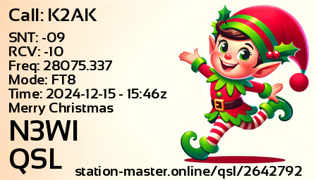 QSL Card for N3WI QSO with K2AK