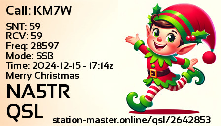 QSL Card for NA5TR QSO with KM7W