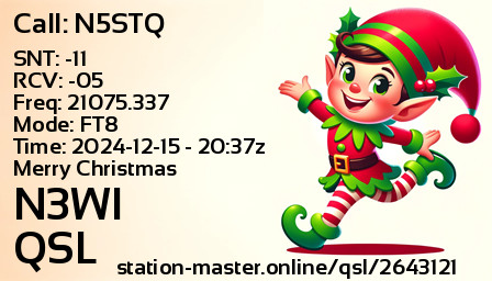 QSL Card for N3WI QSO with N5STQ