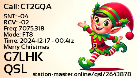 QSL Card for G7LHK QSO with CT2GQA
