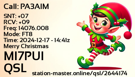 QSL Card for MI7PUI QSO with PA3AIM
