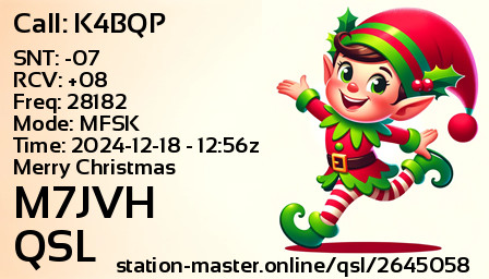 QSL Card for M7JVH QSO with K4BQP