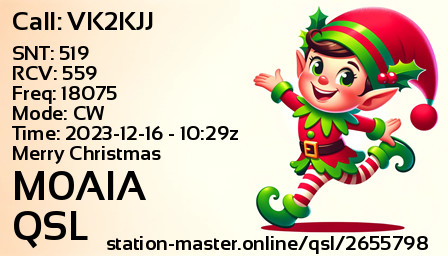 QSL Card for M0AIA QSO with VK2KJJ