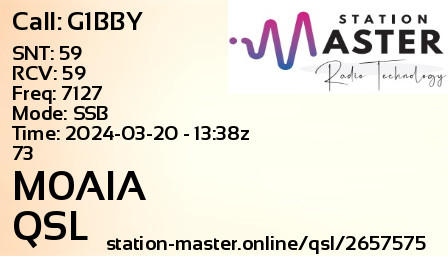 QSL Card for M0AIA QSO with G1BBY