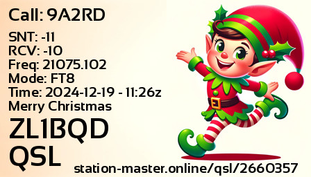 QSL Card for ZL1BQD QSO with 9A2RD