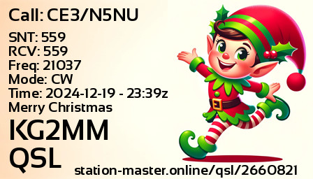 QSL Card for KG2MM QSO with CE3/N5NU
