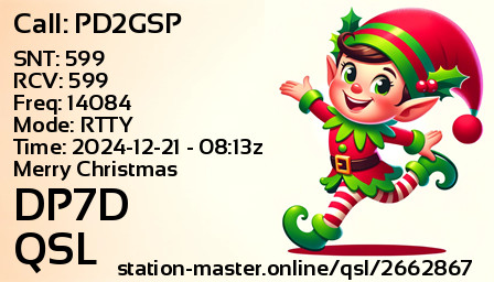 QSL Card for DP7D QSO with PD2GSP