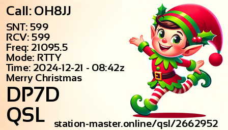 QSL Card for DP7D QSO with OH8JJ