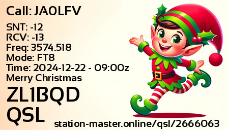 QSL Card for ZL1BQD QSO with JA0LFV