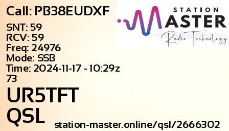QSL Card for UR5TFT QSO with PB38EUDXF