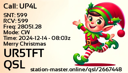 QSL Card for UR5TFT QSO with UP4L