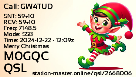QSL Card for M0GQC QSO with GW4TUD