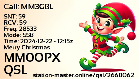QSL Card for MM0OPX QSO with MM3GBL