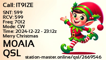 QSL Card for M0AIA QSO with IT9IZE