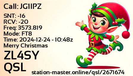 QSL Card for ZL4SY QSO with JG1IPZ