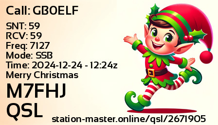 QSL Card for M7FHJ QSO with GB0ELF