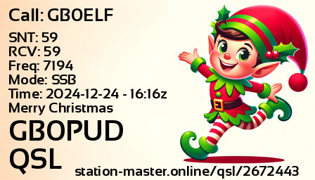 QSL Card for GB0PUD QSO with GB0ELF