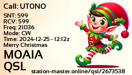 QSL Card for M0AIA QSO with UT0NO