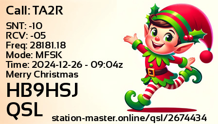 QSL Card for HB9HSJ QSO with TA2R