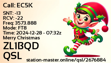 QSL Card for ZL1BQD QSO with EC5K