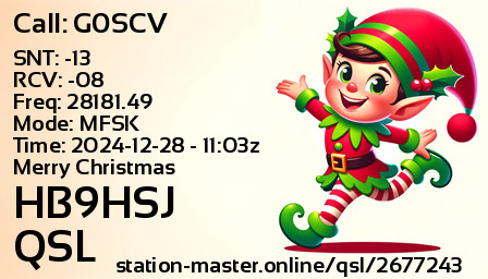QSL Card for HB9HSJ QSO with G0SCV