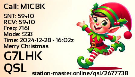 QSL Card for G7LHK QSO with M1CBK