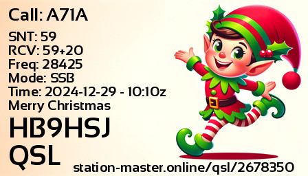 QSL Card for HB9HSJ QSO with A71A